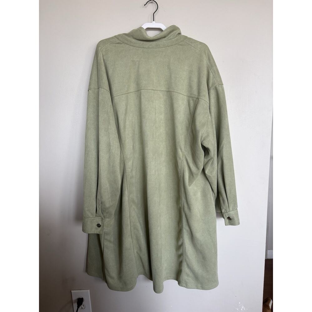Ashley Stewart Plus Size 26/28 Sage Faux Suede Snap Front Long Shacket Jacket - Picture 5 of 8